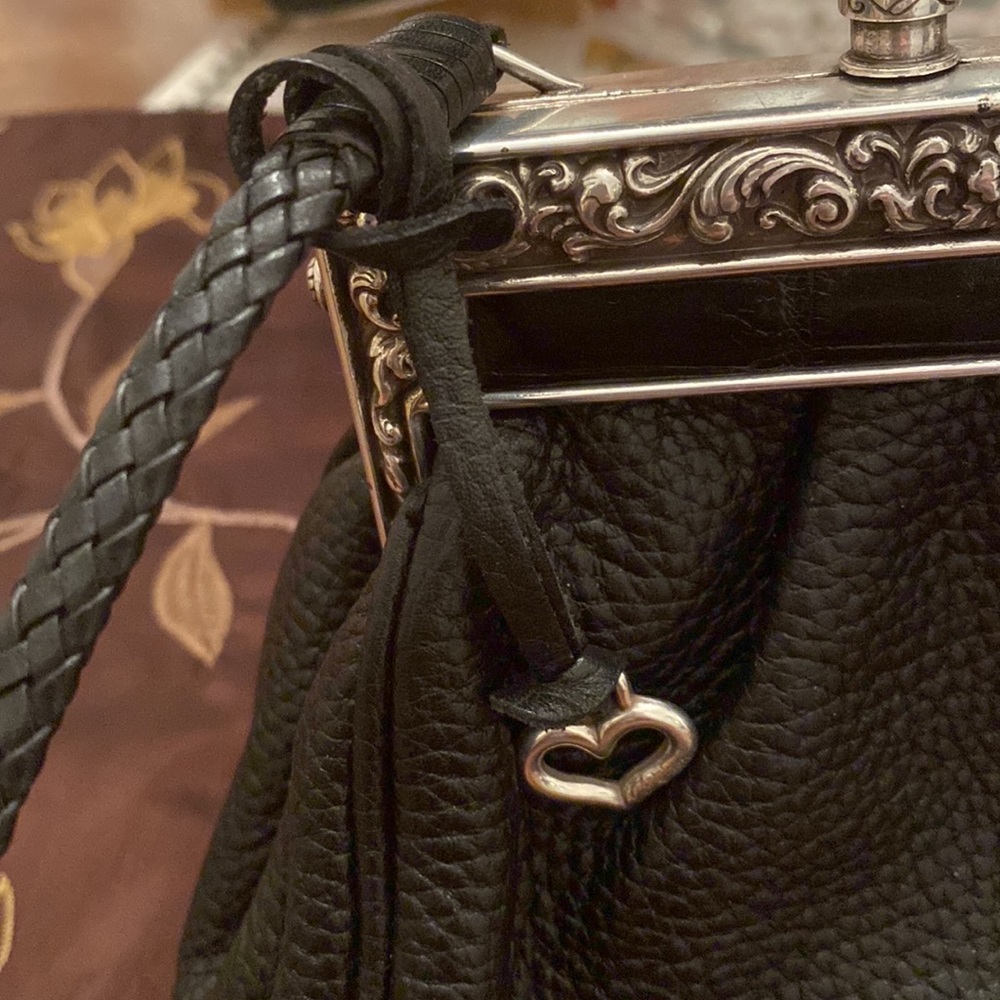 Vintage EUC Brighton Bag…black leather with  lovely silver hardware - Picture 8 of 9